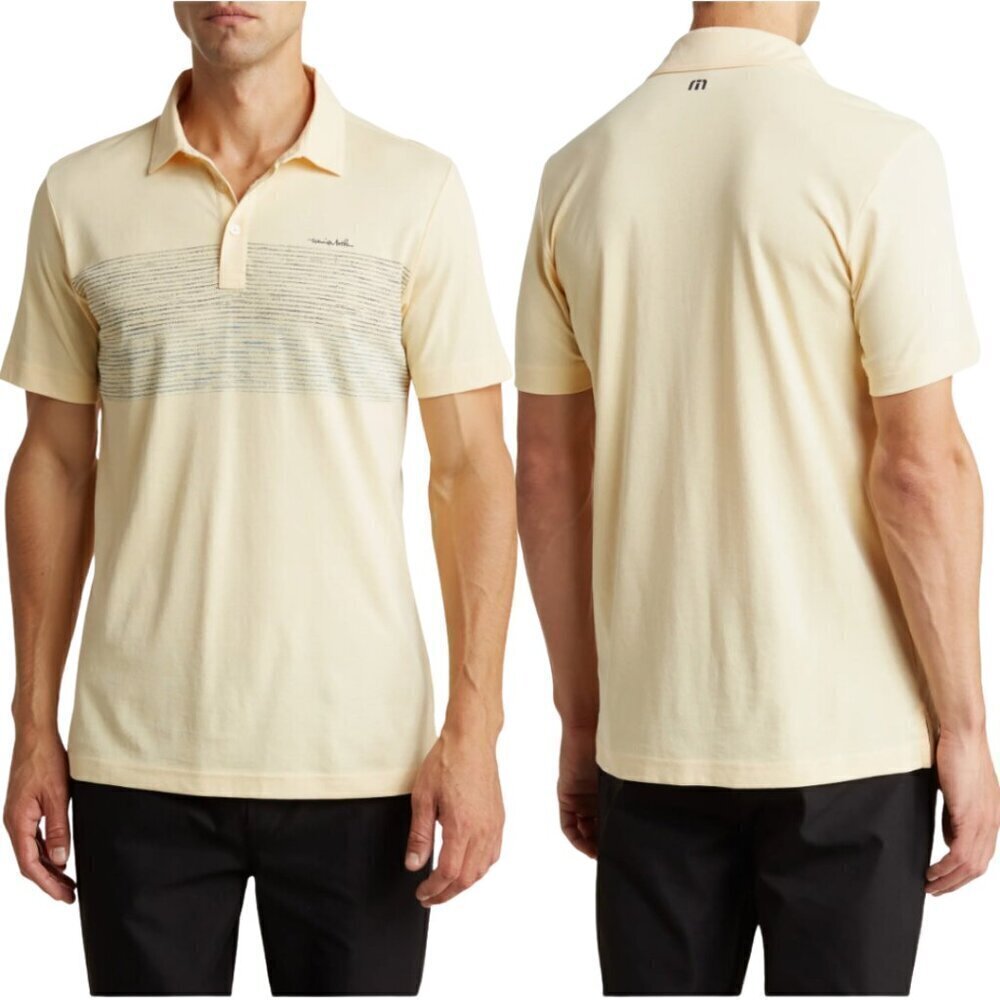 Travis Mathew Short Sleeve Salt Sand Polo Mens XL Yellow Golf Outdoor Preppy Dad